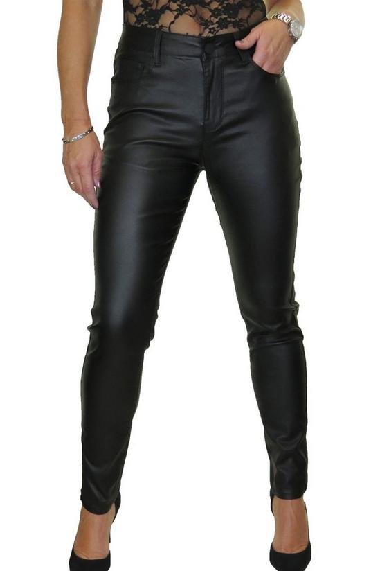 Girls Black Coated Leather-Look Jeggings