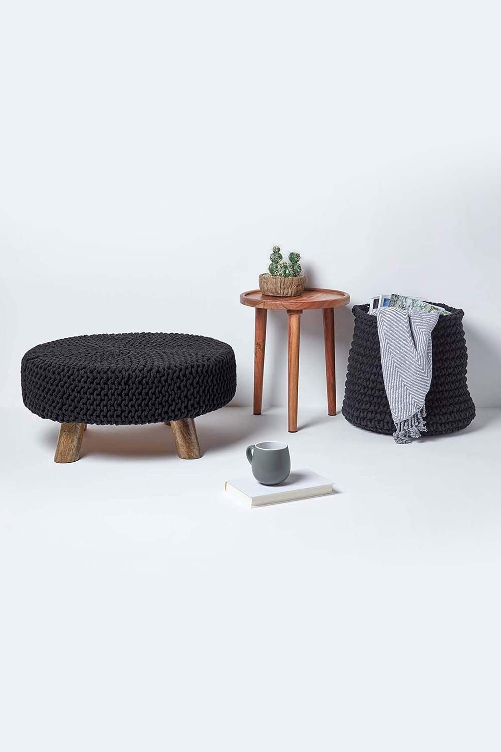 Knit ottoman deals with legs