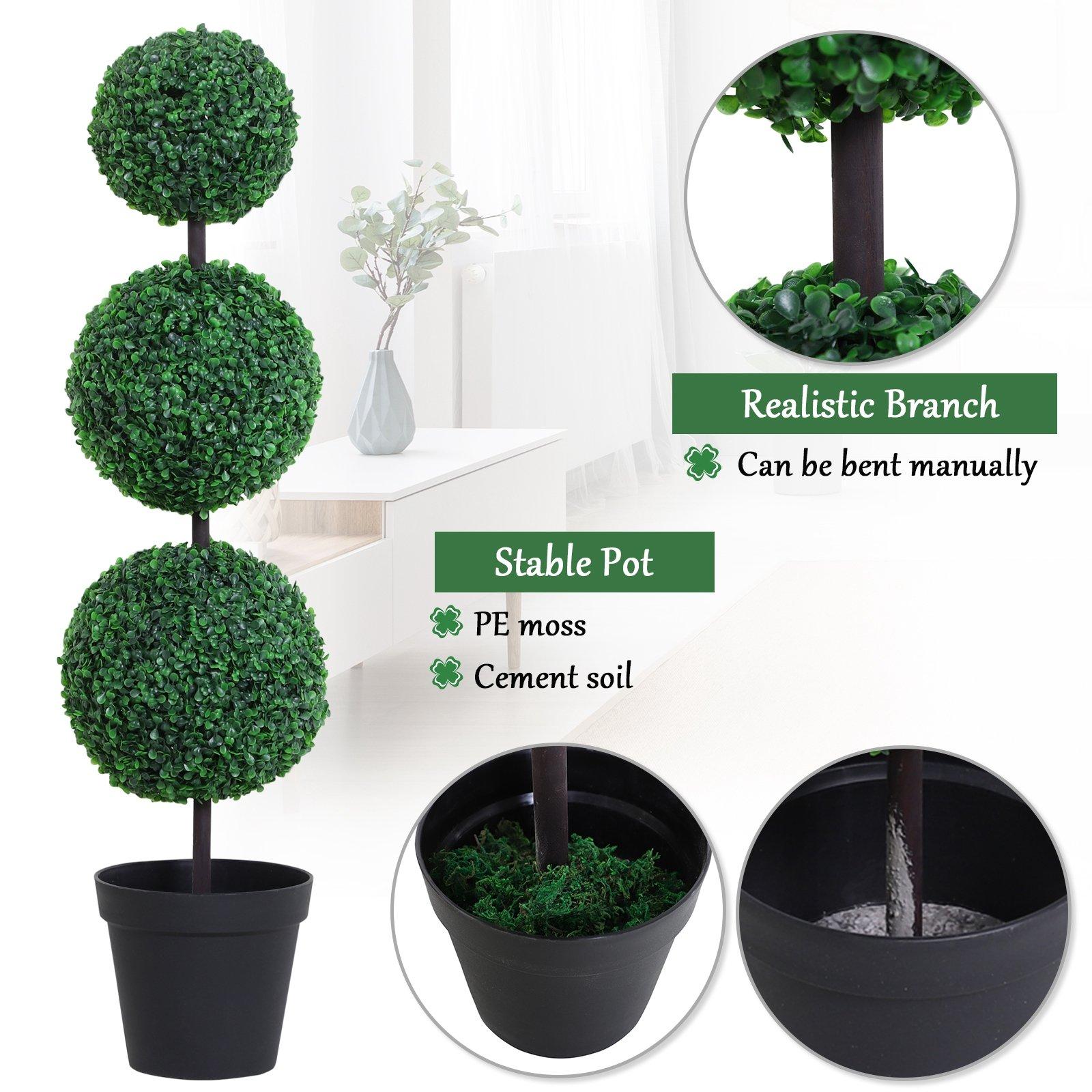 GOPLUS 4 Ft Artificial Boxwood Spiral Tree, Fake Greenery Plants, Leaves &  Cement-Filled Plastic Flower Pot Decorative Trees for Home Office Indoor  Outdoor (2) : : Home