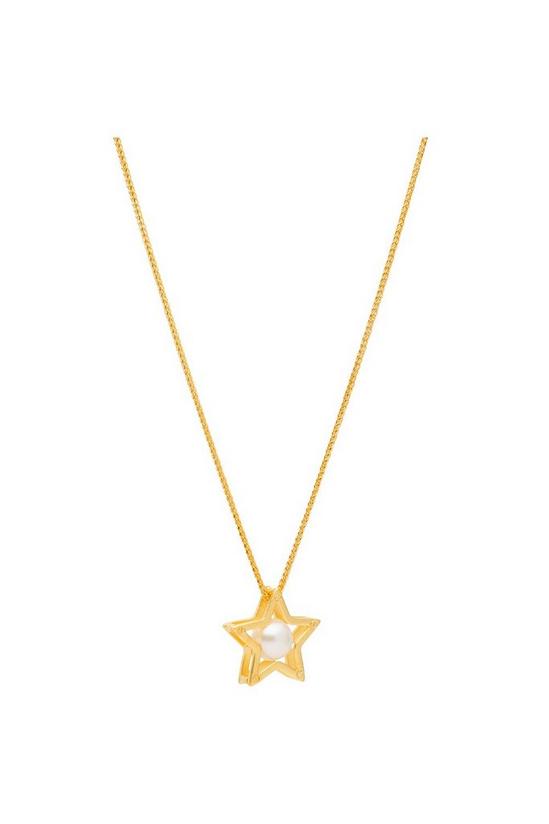 Pure Luxuries London Gift Packaged 'Rylee' 18ct Gold Plated 925 Silver Star & Pearl Necklace 1