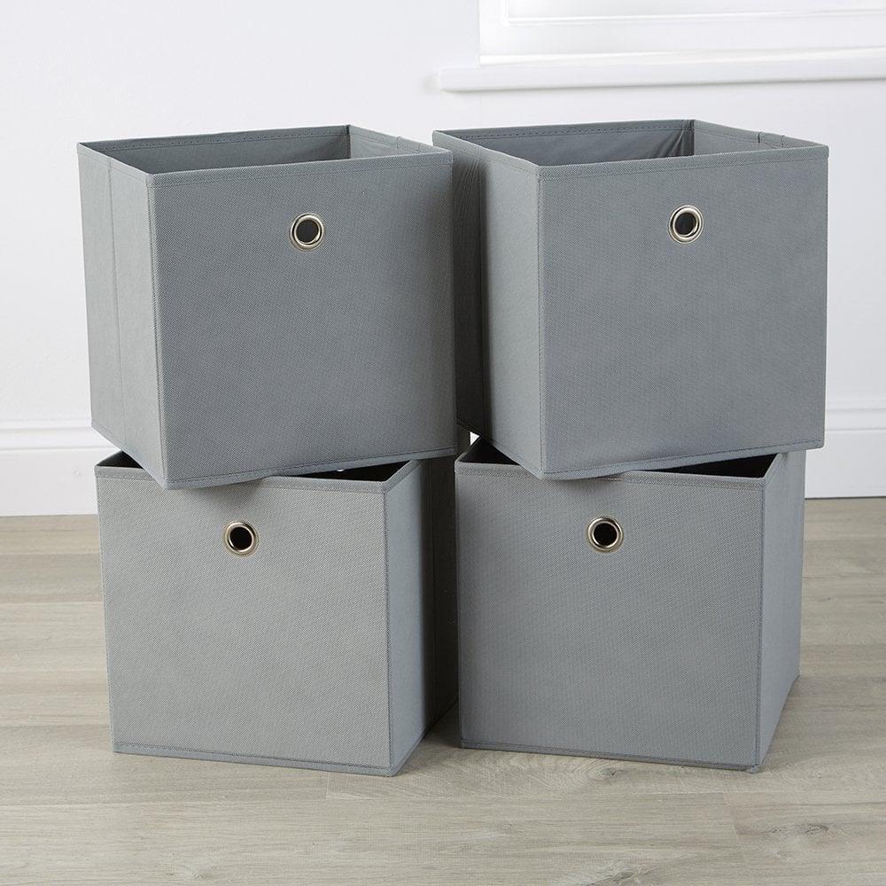 Storage Cube Pack of Four Canvas Fabric 27cm Storage Insert Boxes