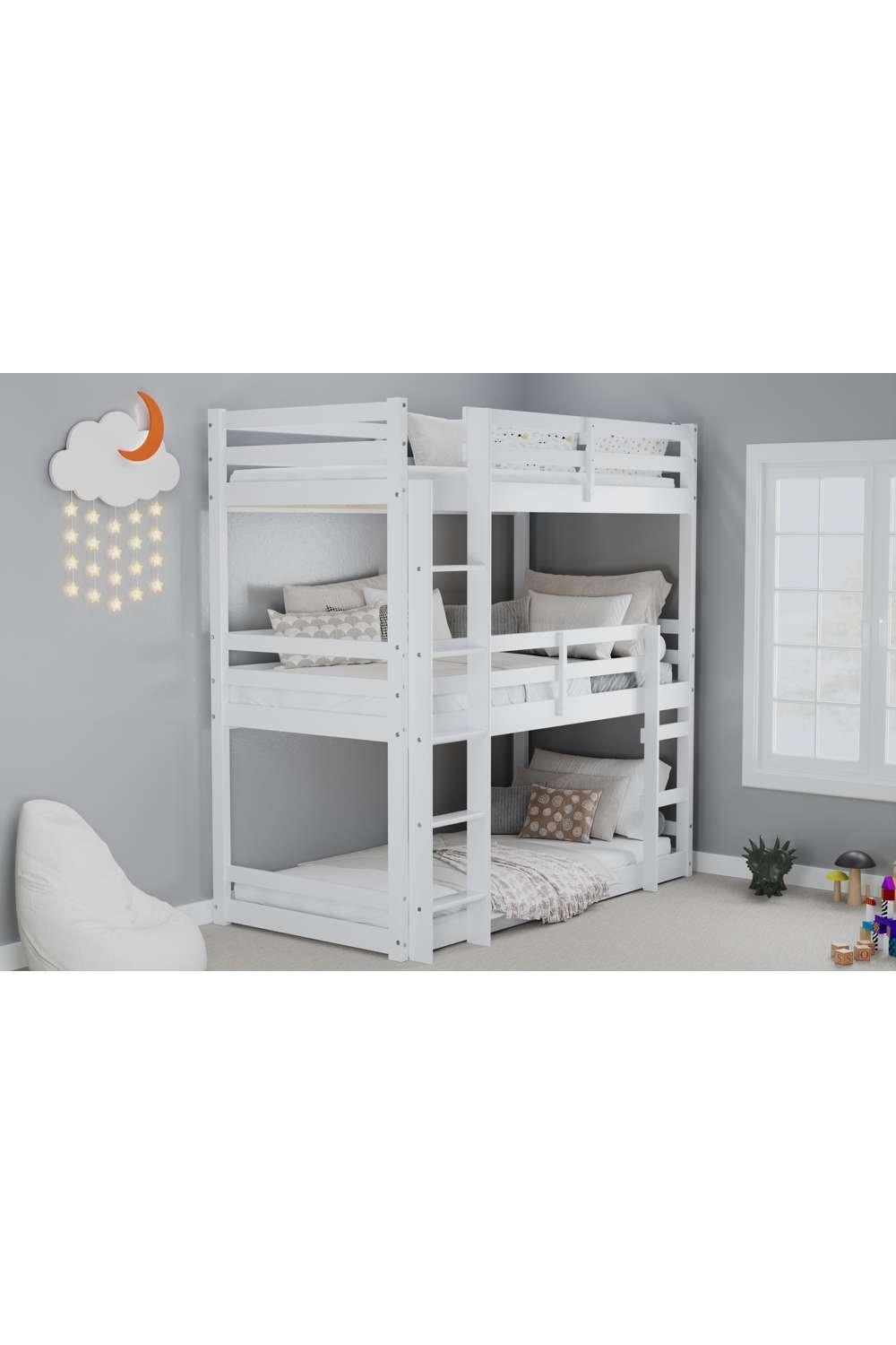 Beds | Solid Wood Triple Bunk Bed Frame Birlea Tressa 3 Sleeper | Birlea