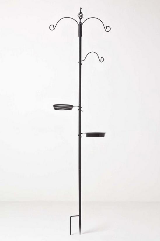 Homescapes Black Standalone Bird Feeding and Water Station, 223 cm Tall 1
