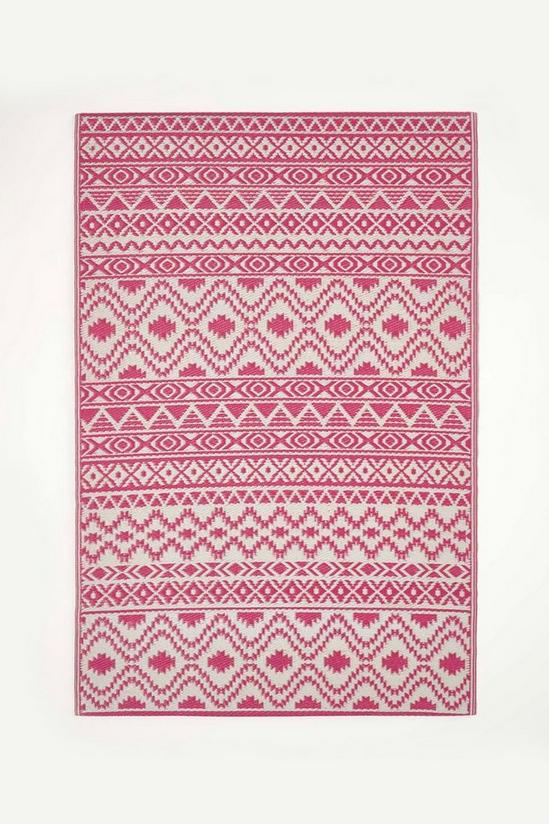 Homescapes Tia Aztec Pink & White Outdoor Rug 1