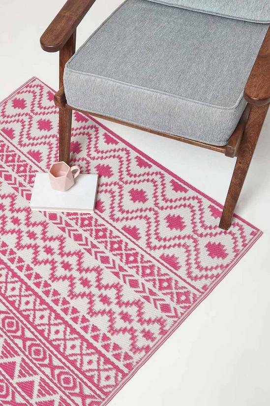 Homescapes Tia Aztec Pink & White Outdoor Rug 6