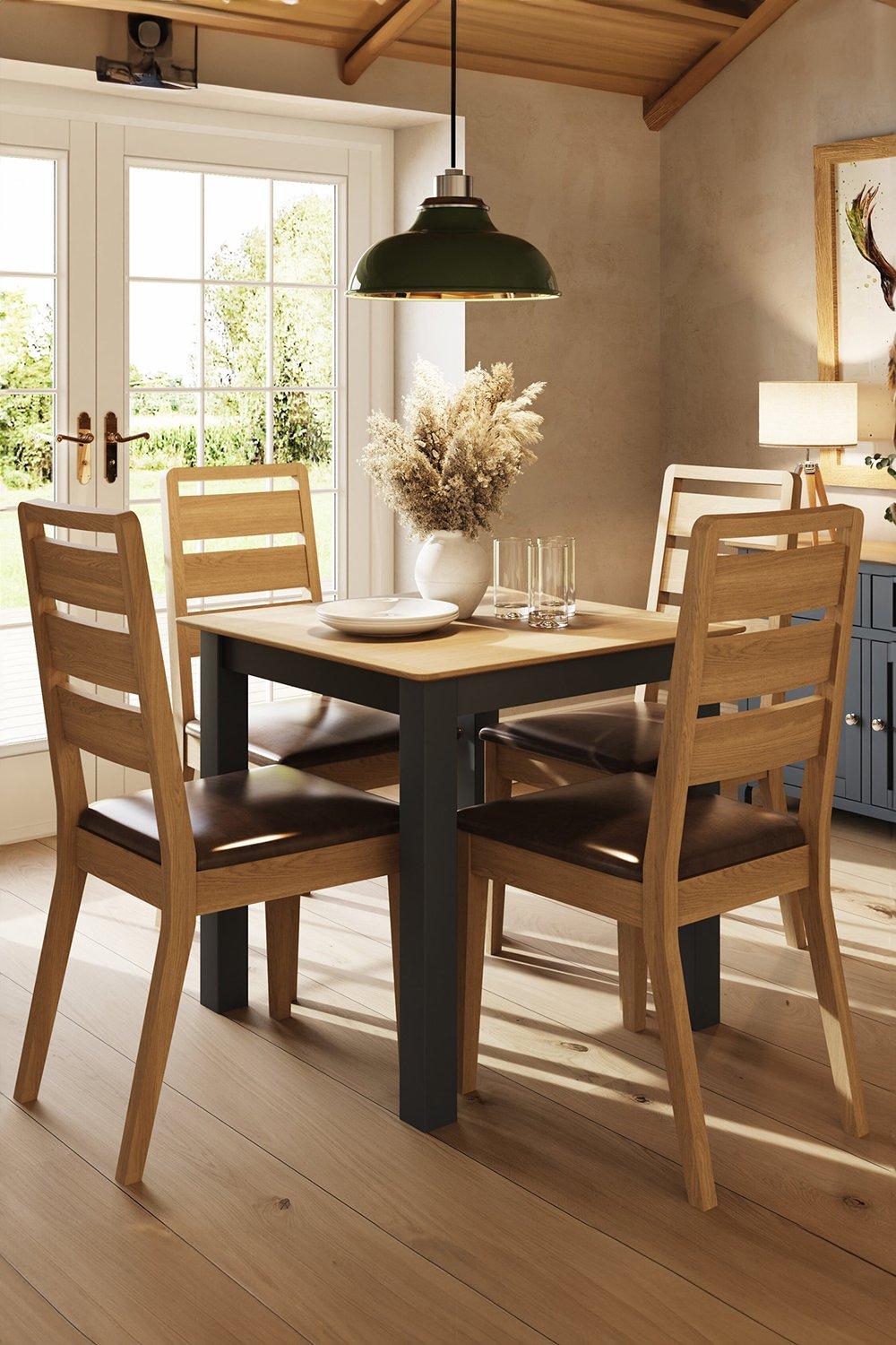 Dining Tables & Chairs | 5 Piece Solid Natural Oak Dining Table Set ...