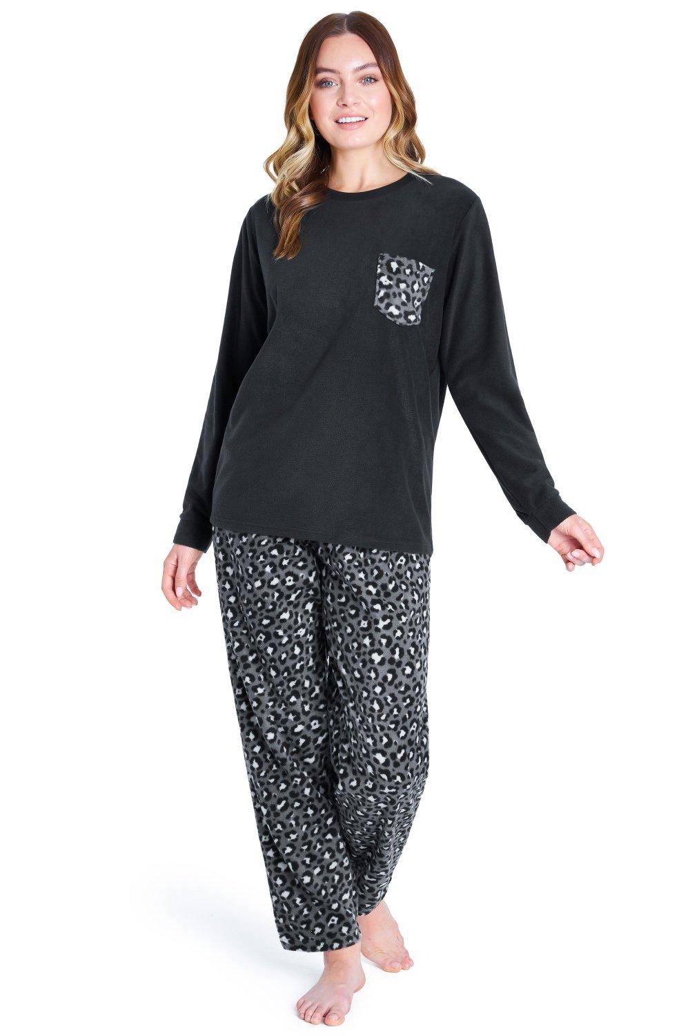 Nightwear | Leopard Print Microfleece Pyjama Set | CityComfort