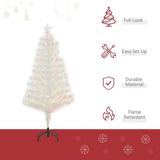 HOMCOM 4FT Prelit Artificial Christmas Tree Fiber Optic Xmas Decoration 5