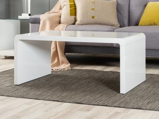FurnitureboxUK Enzo White High Gloss Rectangular Coffee Table with Sleek Simple Minimalist Design and Curved Edges for Living Rooms 1