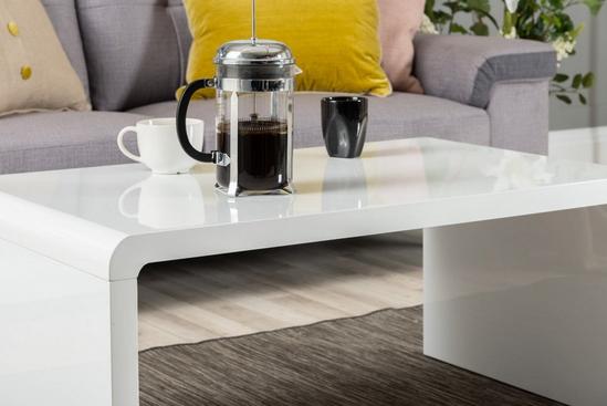 FurnitureboxUK Enzo White High Gloss Rectangular Coffee Table with Sleek Simple Minimalist Design and Curved Edges for Living Rooms 4