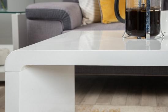 FurnitureboxUK Enzo White High Gloss Rectangular Coffee Table with Sleek Simple Minimalist Design and Curved Edges for Living Rooms 5