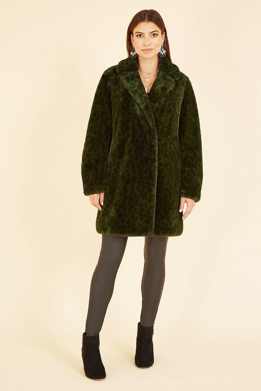 Plus Size Green Luxe Faux Fur Coat