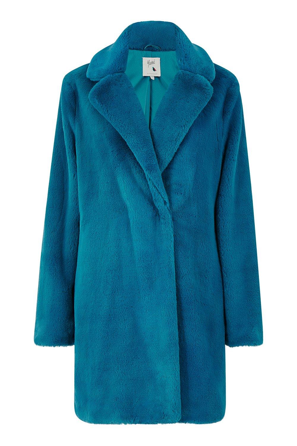 Teal deals fur coat