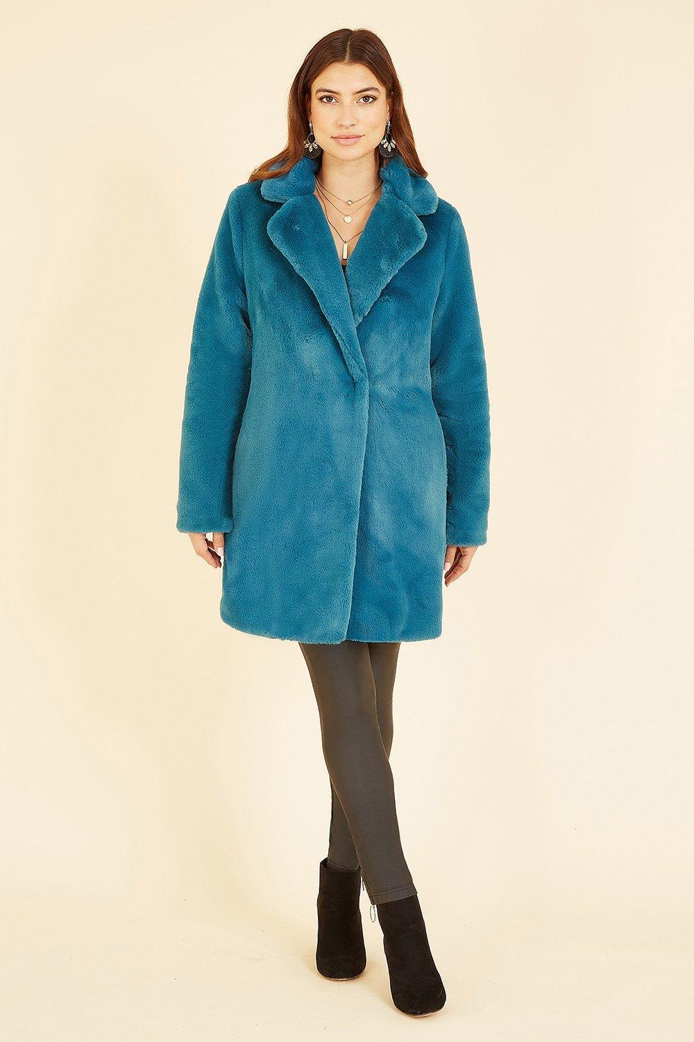Plus Size Green Luxe Faux Fur Coat