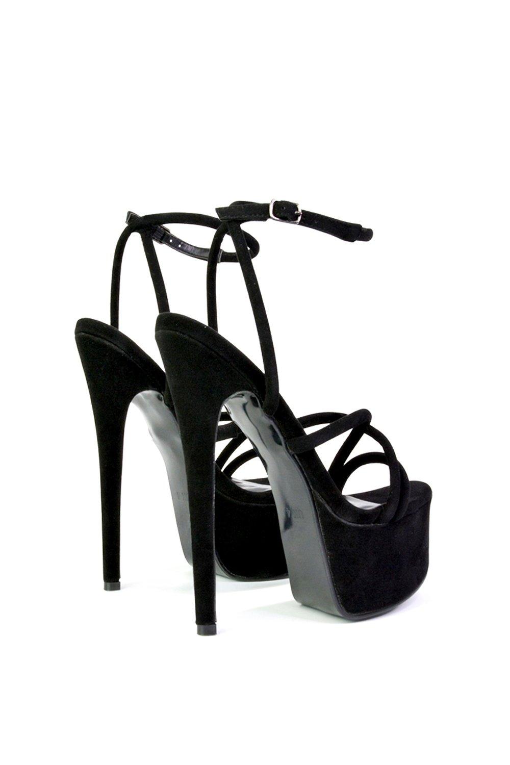 Black strappy 2024 platform heels