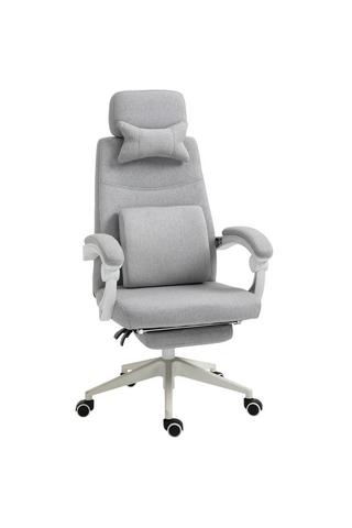 Vinsetto Ergonomic Home Office Chair High Back Armchair Computer Desk  Recliner with Footrest, Mesh Back, Lumbar Support and Wheels, Grey