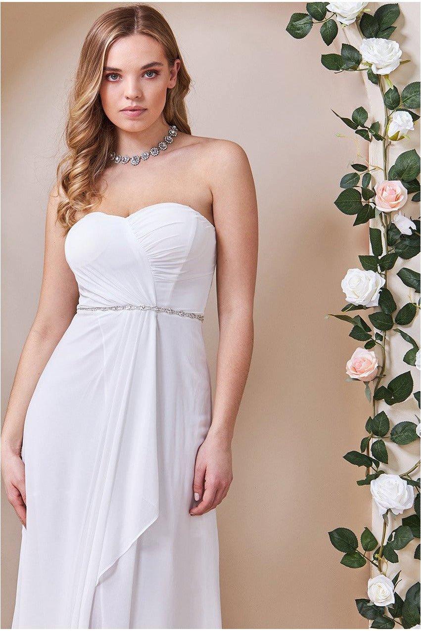 Dresses Bardot Chiffon Wedding Dress With Belt Goddiva