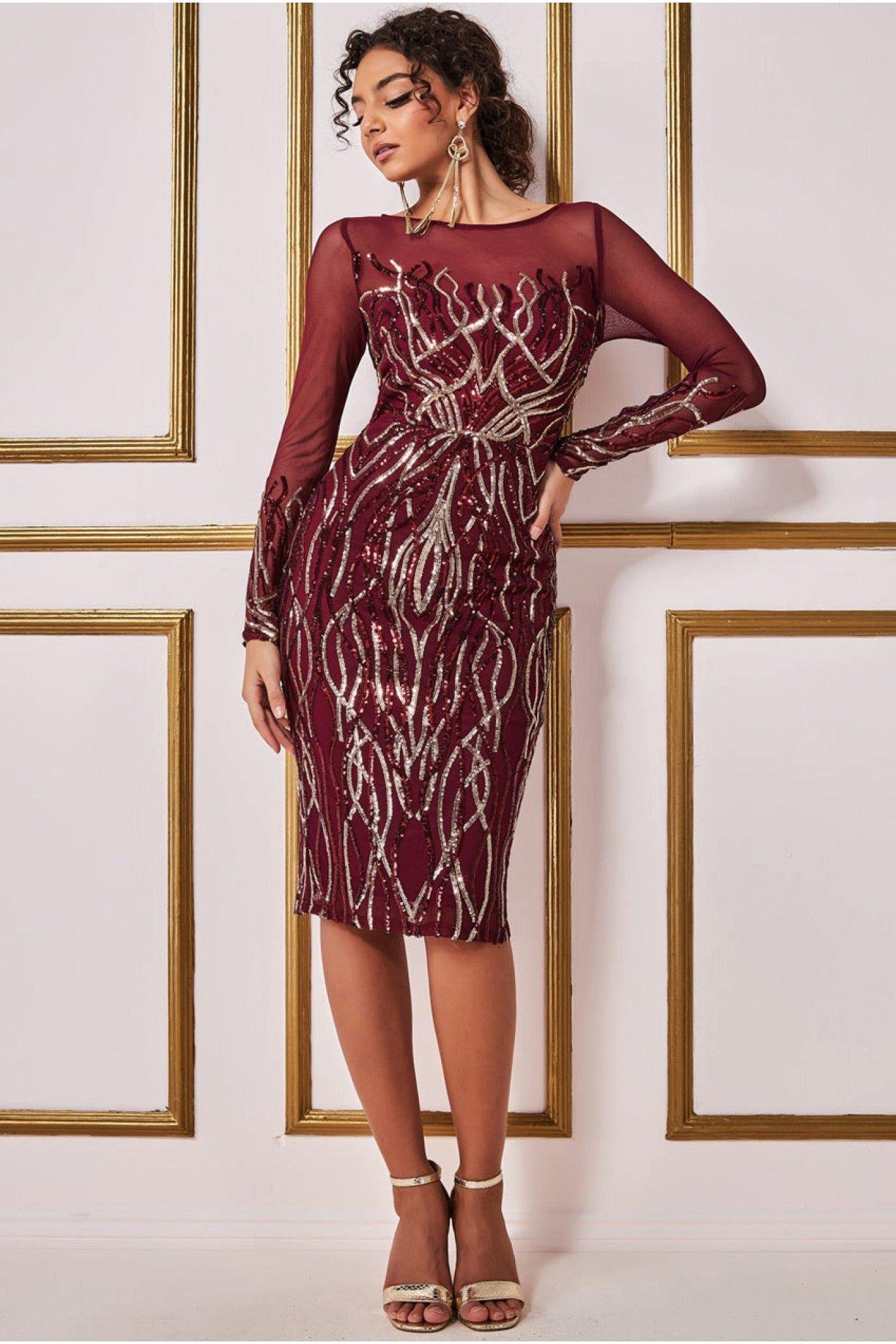 Long sleeve midi sequin on sale dress