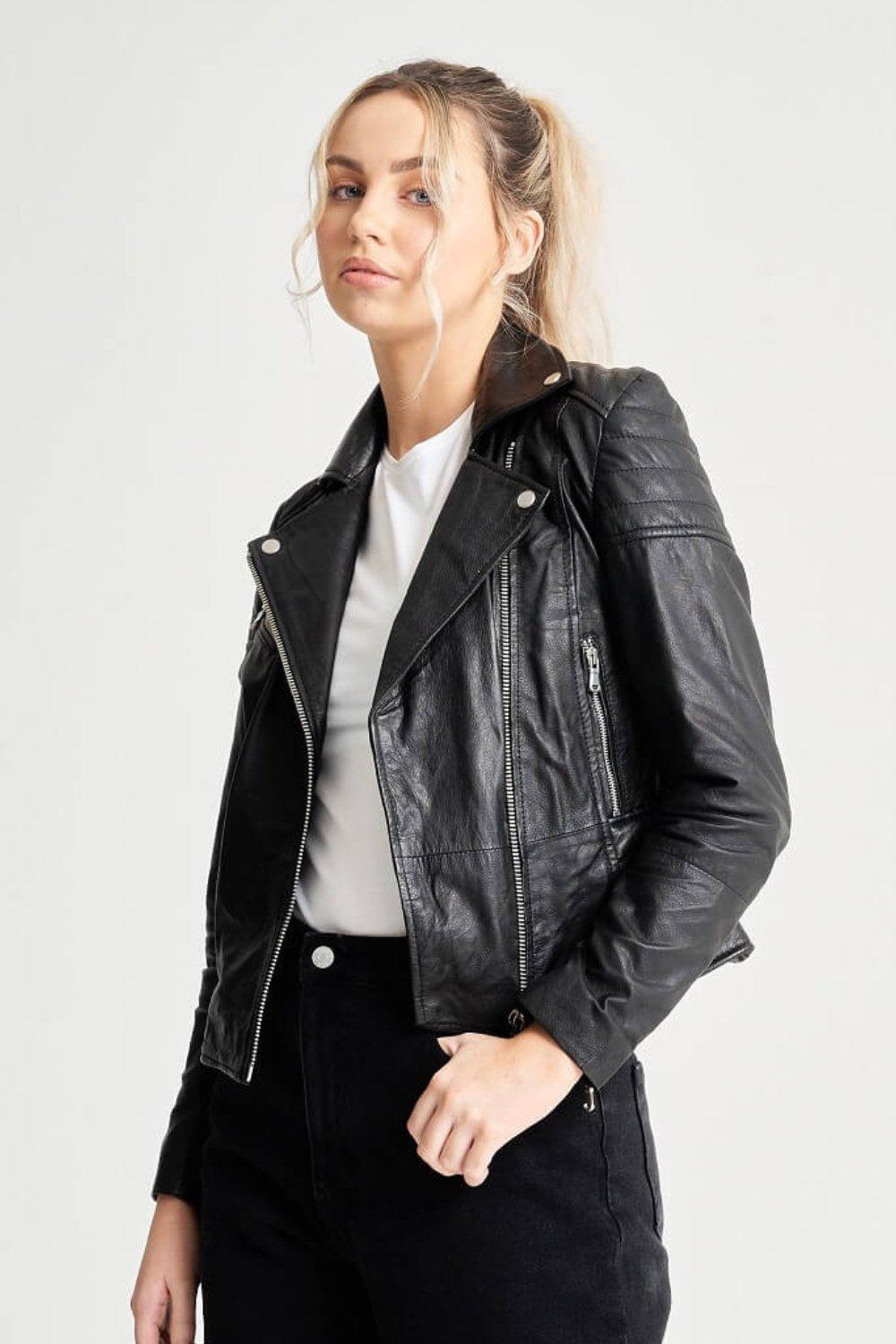 Textured leather clearance jacket