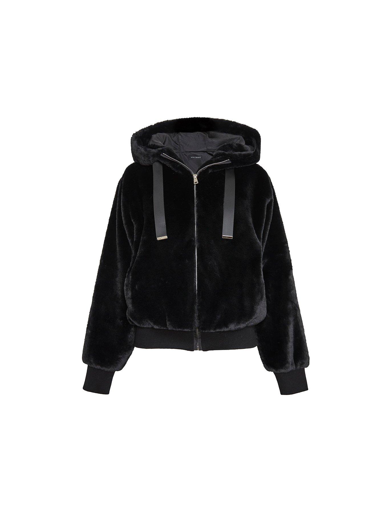 Faux fur clearance hoodie black