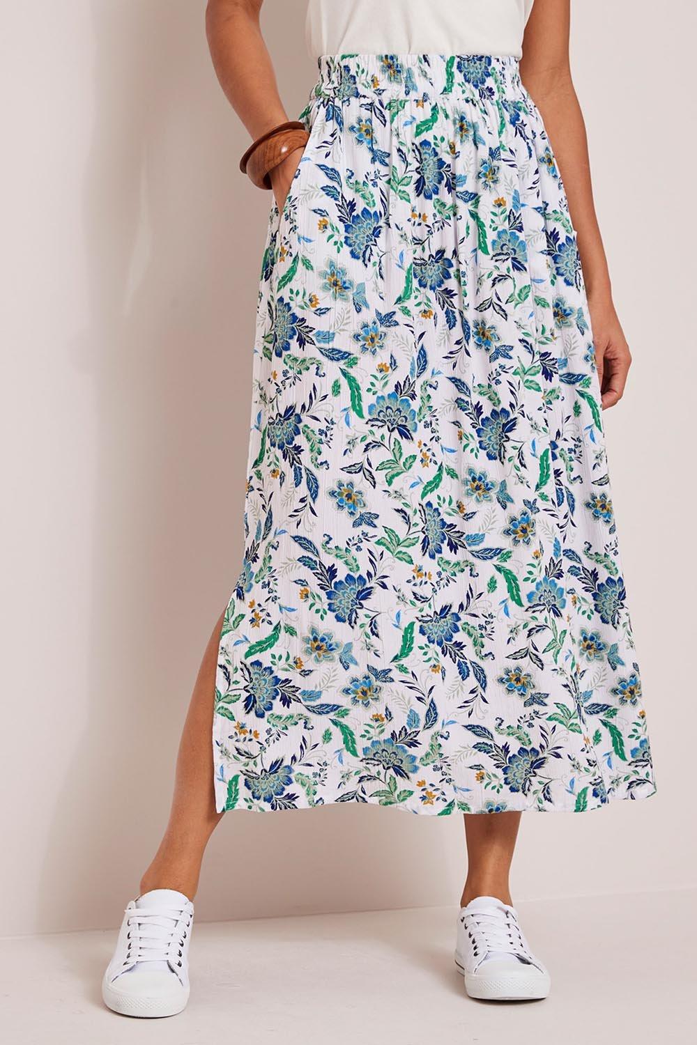 Skirts, Pull-On Printed Crinkle Maxi Skirt