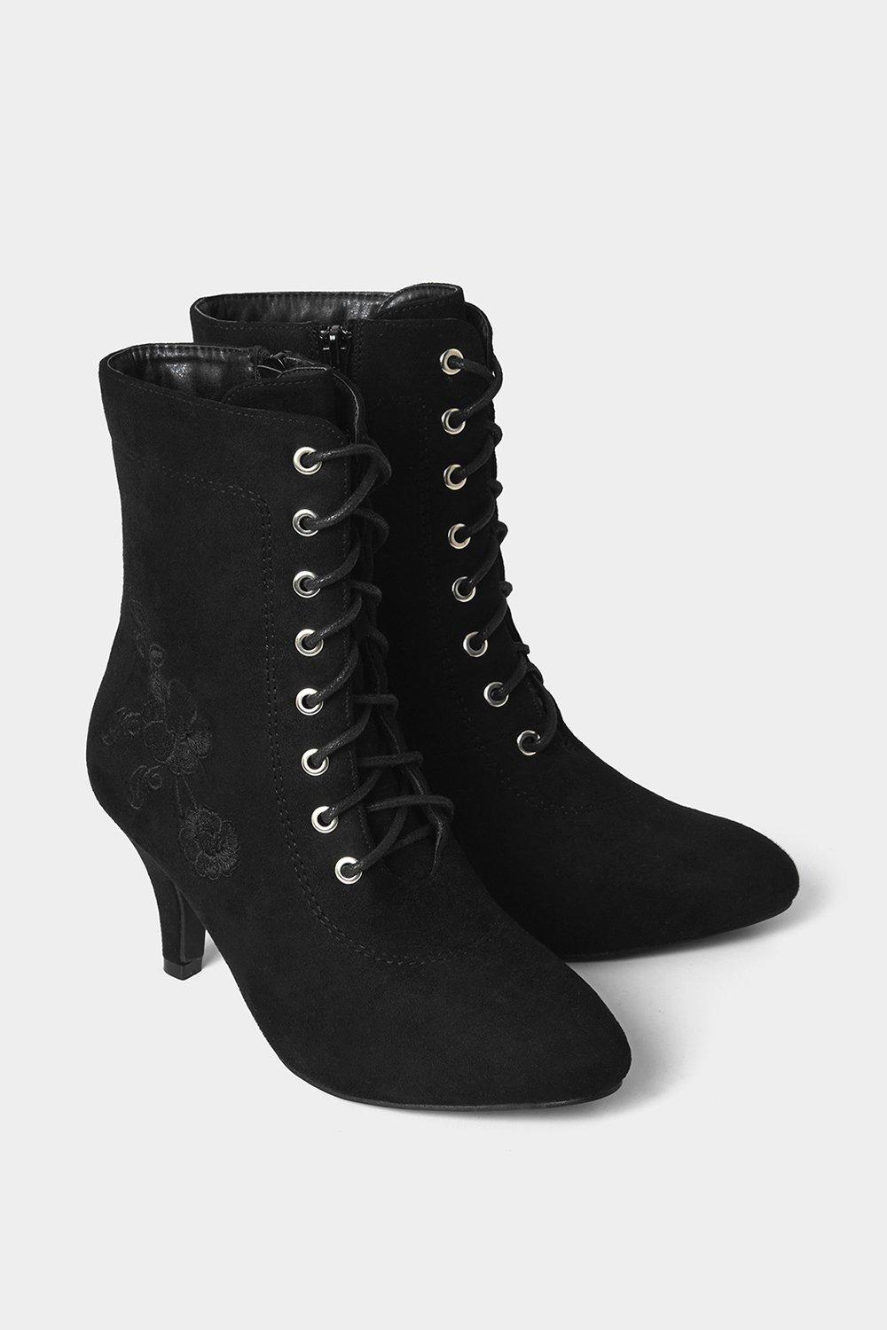 Buy Susanny High Heel Boots for Women,Womens Platform Boot Heels Sexy Round  Toe Lace UP High Heels Mid Calf Boots, Black, 8.5 at Amazon.in