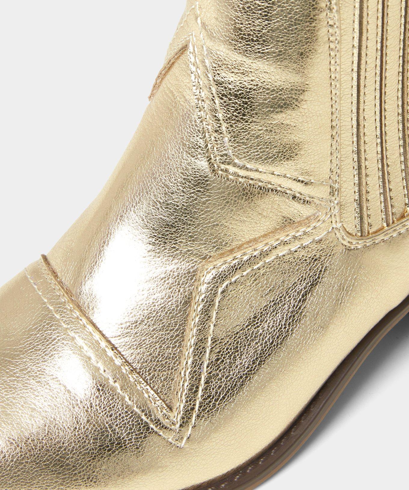 Gold metallic ankle clearance boots