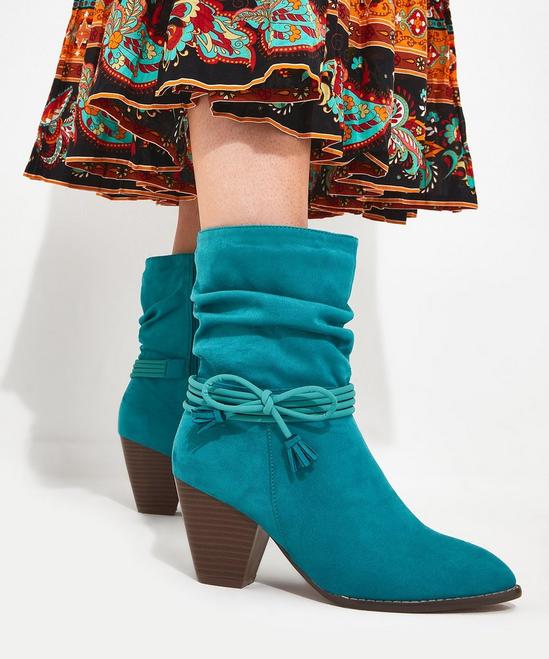 Joe Browns Teal Tassel Bow Ankle Boots 1