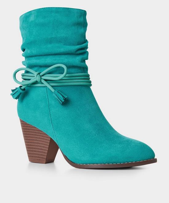 Joe Browns Teal Tassel Bow Ankle Boots 3