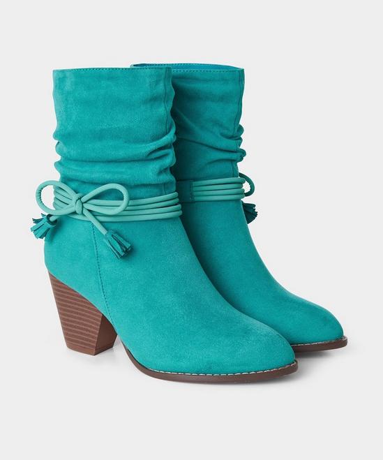 Joe Browns Teal Tassel Bow Ankle Boots 4