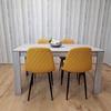 KOSY KOALA Grey Dining Table with 4 Mustard-Stitched Chairs Dining Room set thumbnail 1