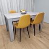 KOSY KOALA Grey Dining Table with 4 Mustard-Stitched Chairs Dining Room set thumbnail 6