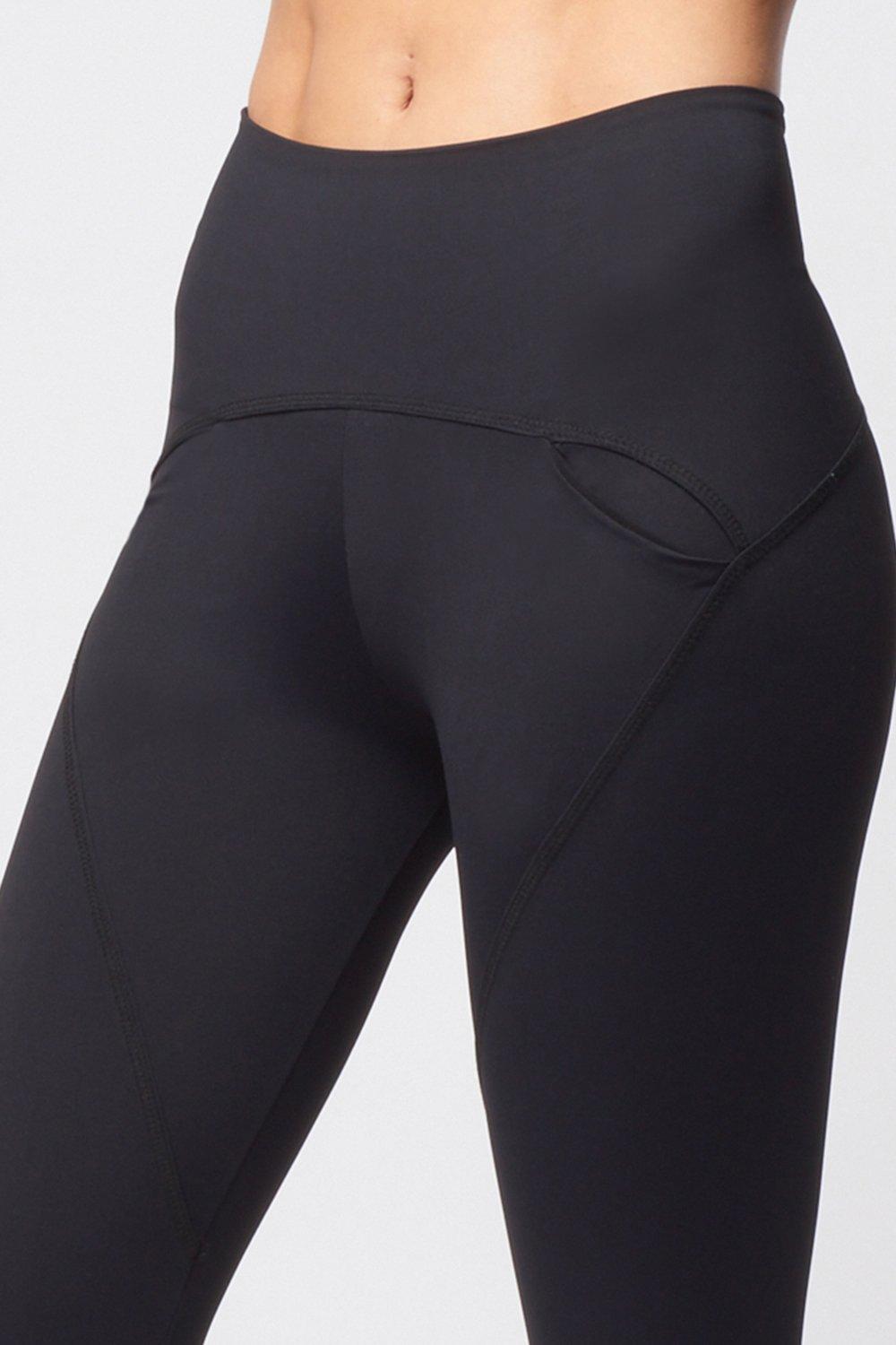 Medium Compression Cropped Legging with Pockets Black– TLC Sport