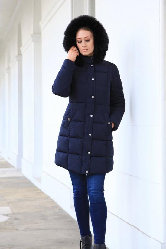 DOUBLE SECOND Long Puffer with Fur Collar 3