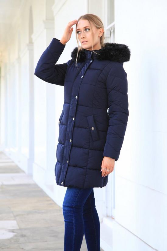 DOUBLE SECOND Long Puffer with Fur Collar 4