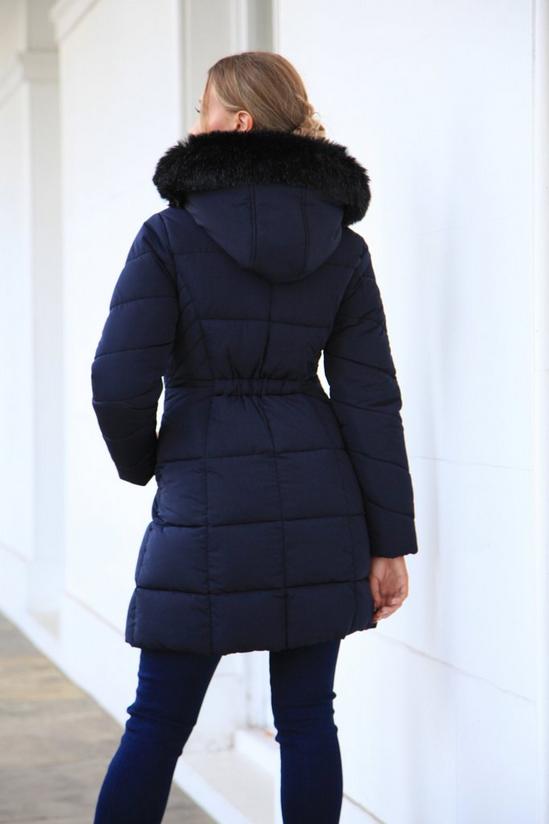 DOUBLE SECOND Long Puffer with Fur Collar 5