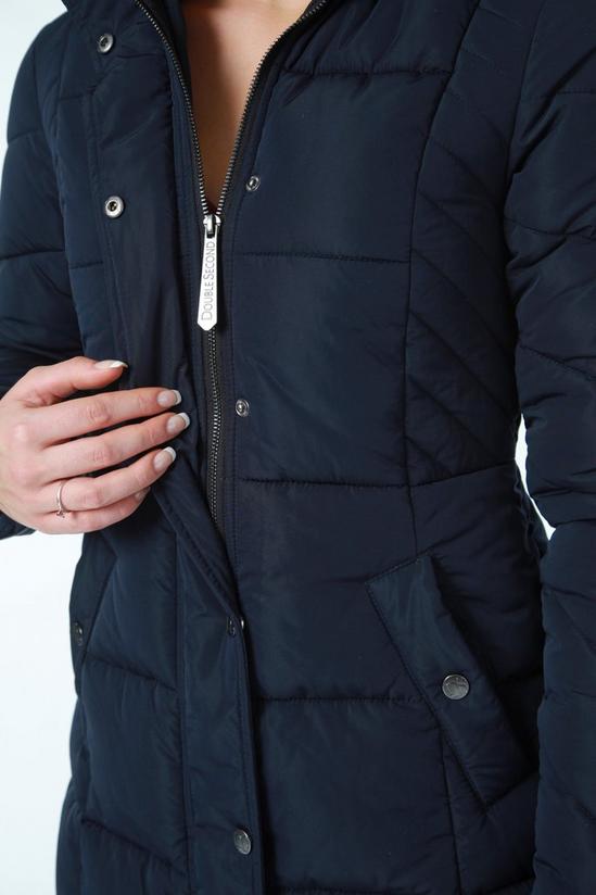 DOUBLE SECOND Long Puffer with Fur Collar 6