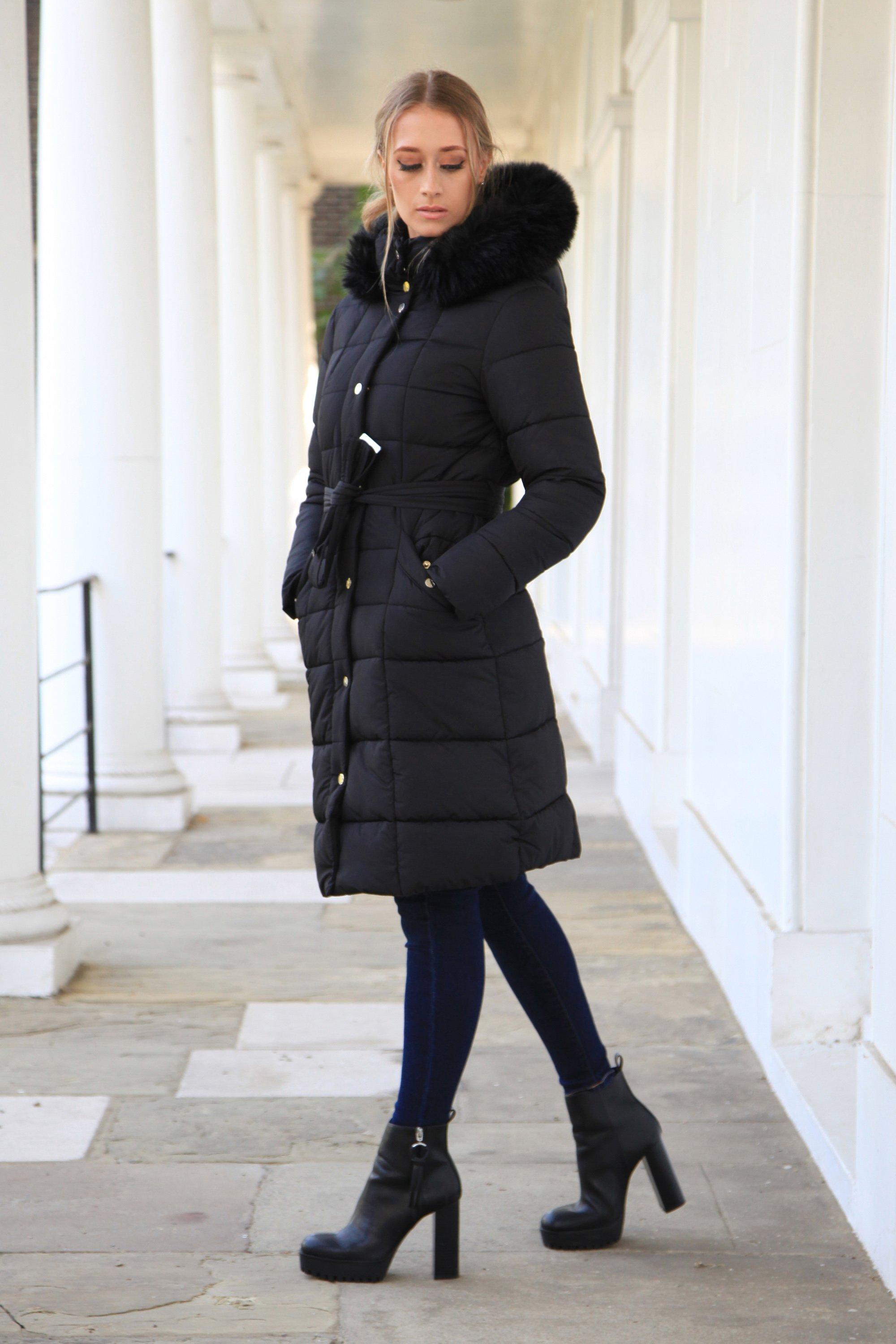 Dorothy perkins black deals luxe belted padded coat