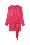 ANOTHER SUNDAY Jacquard Wrap Front Mini Dress With Long Sleeves In Pink thumbnail 4