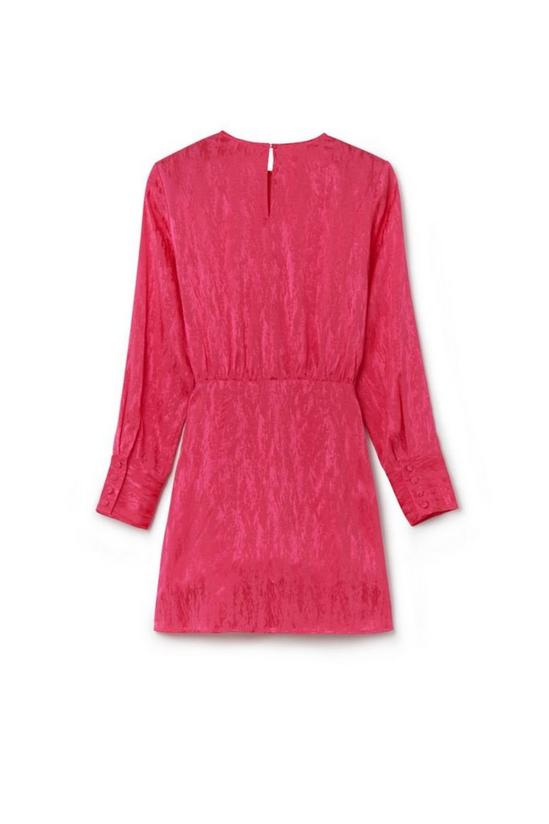 ANOTHER SUNDAY Jacquard Wrap Front Mini Dress With Long Sleeves In Pink 5