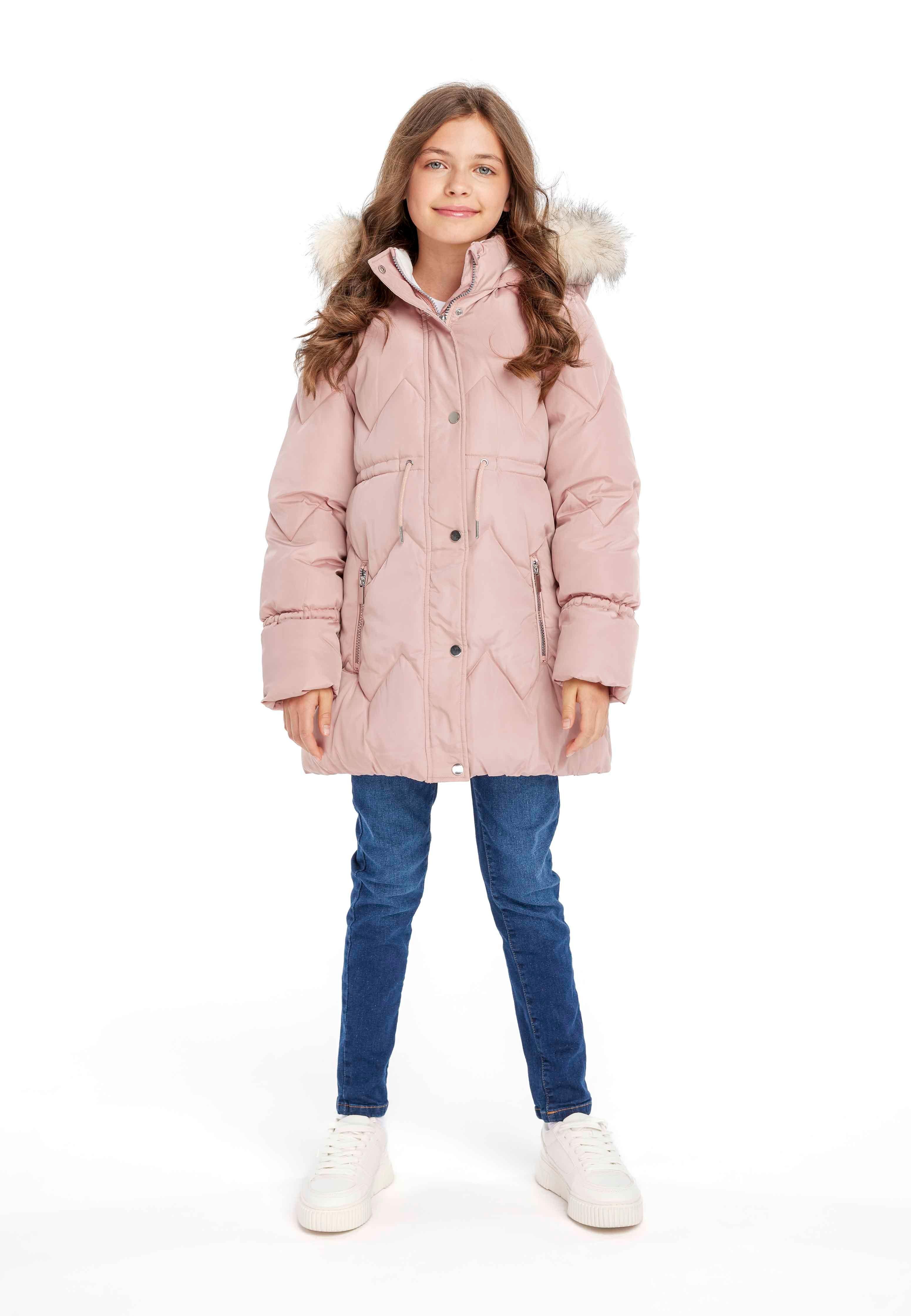 PixieGirl Petite Faux Fur Trim Padded Coat - Blue