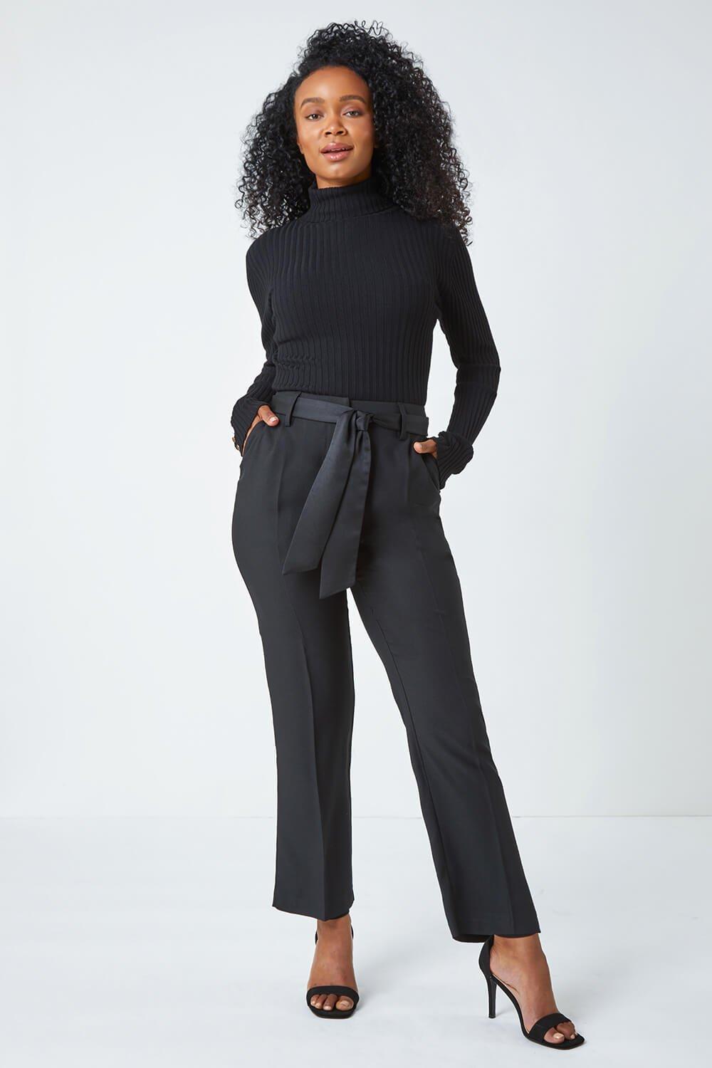 ASOS PETITE Leather Look Tapered Trouser with Elasticated Back -  ShopperBoard