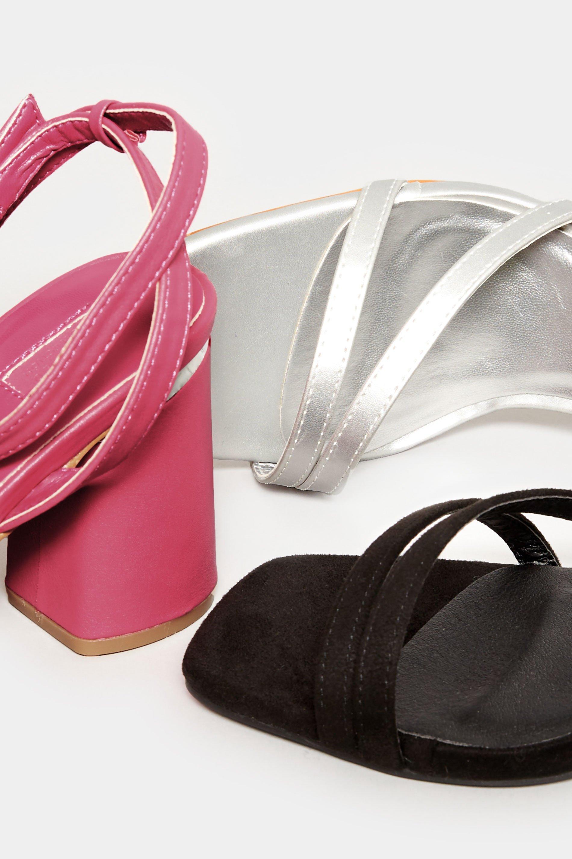Dorothy Perkins Tilly Cross Strap Mid Block Heel Sandals in Pink | Lyst UK