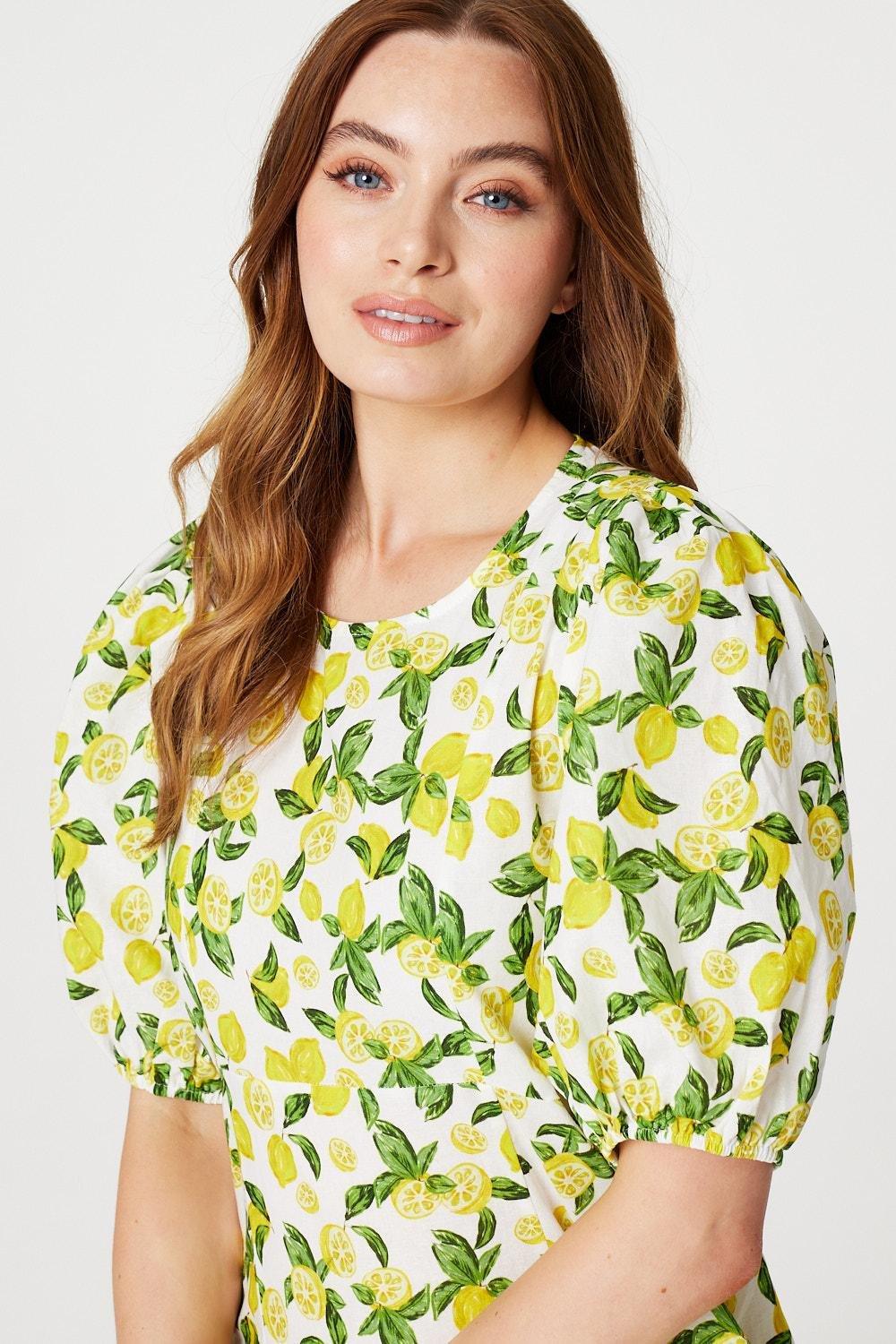 Lemon puff outlet sleeve dress