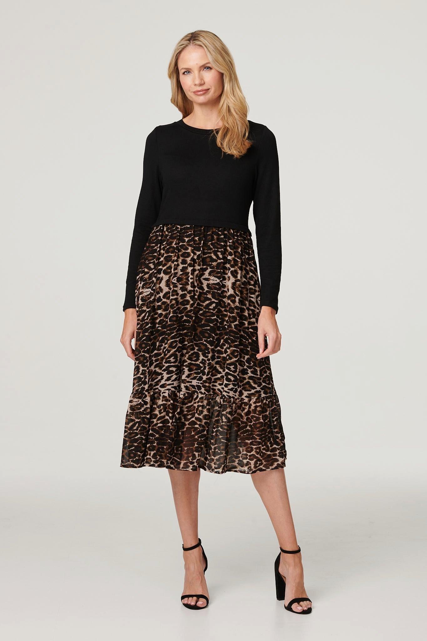 Leopard print midi outlet skirt xl