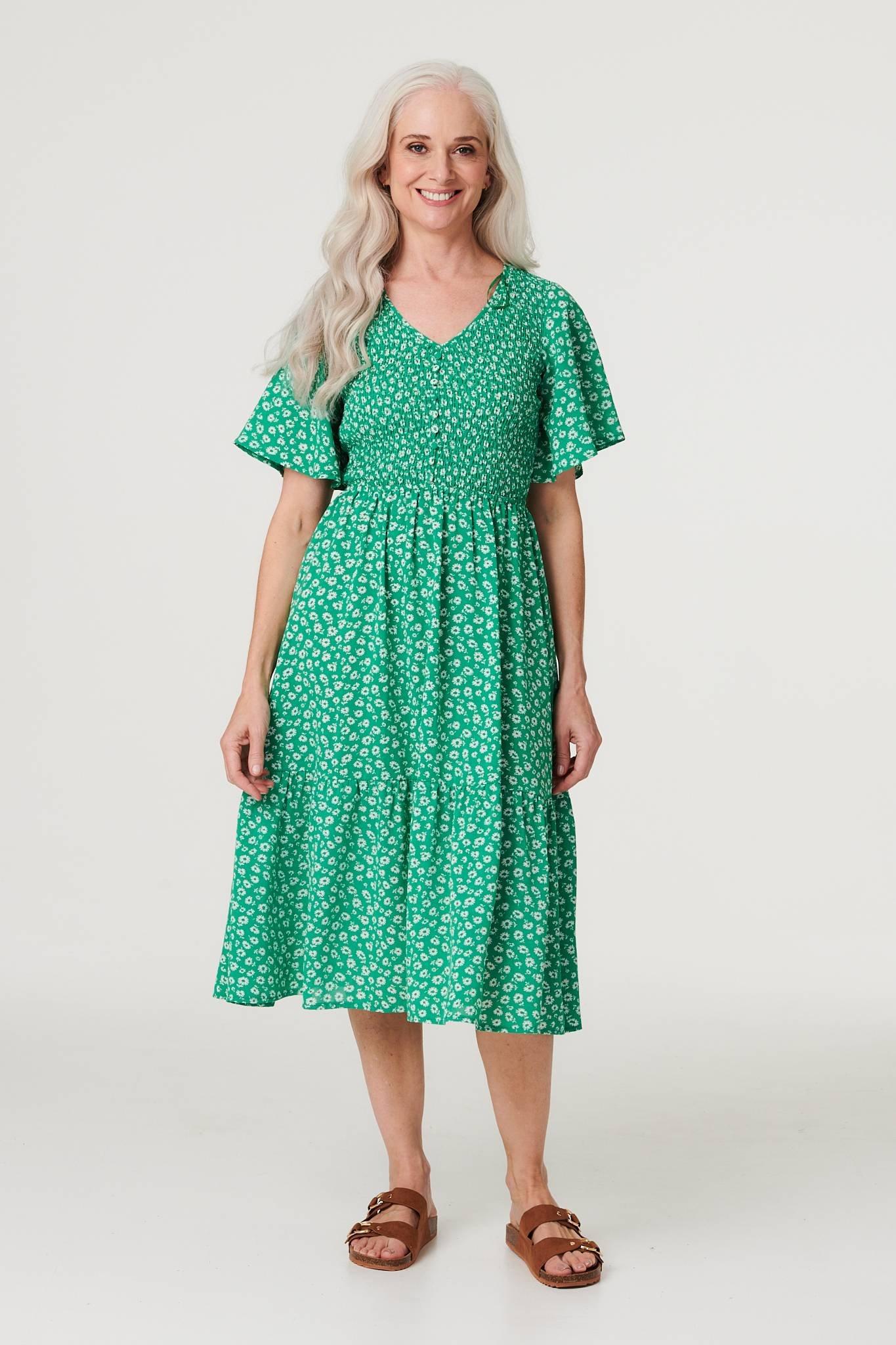 Dresses | Ditsy Floral Midi Smock Dress | Izabel London