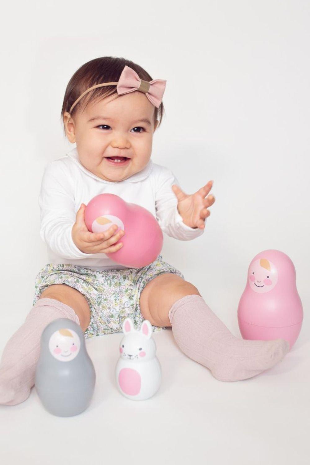 Baby Toys | Pink Nesting Babies With Chiming Bo Bunny | Rosa & Bo