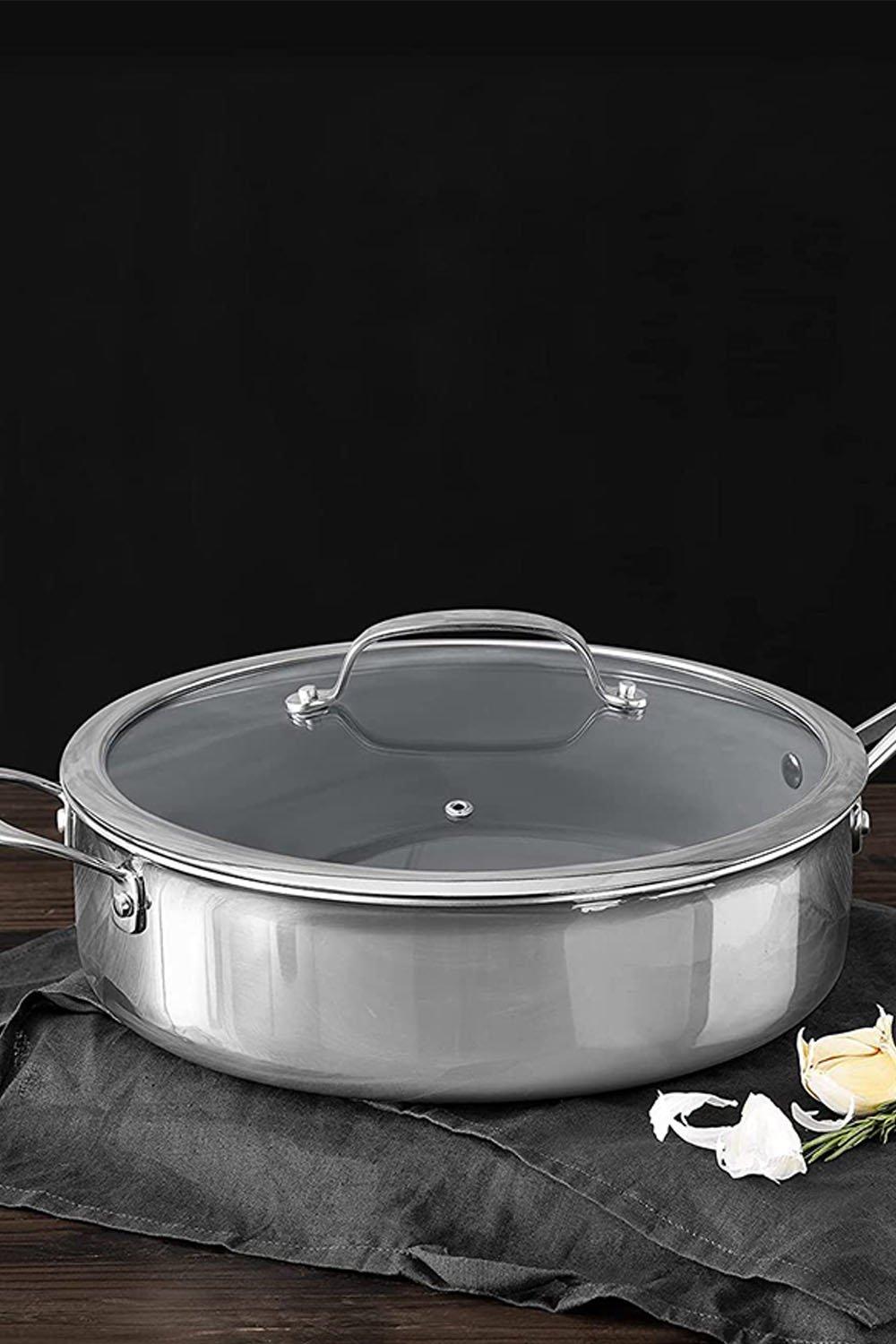 Pots & Pans | Argent 3 Stainless Steel Non-stick Saute Pan With Glass ...