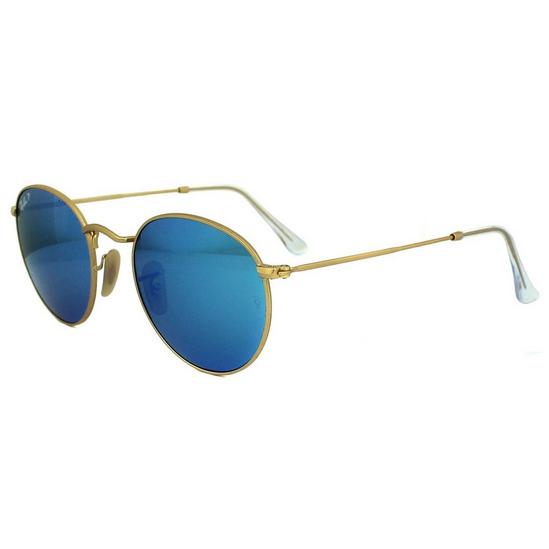Ray-Ban Round Gold Blue Polarized Flash Mirror Round Metal 3447 Sunglasses 2