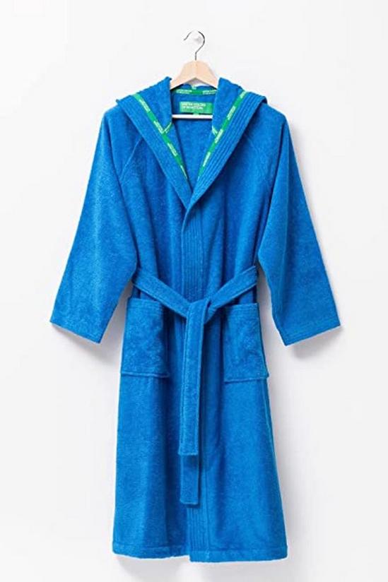 United Colors of Benetton United Colors 100% Cotton Bathrobe with Hoodie L/XL Blue 2